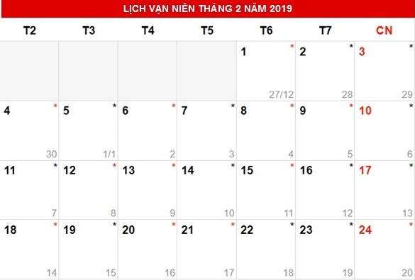 Lich nghi Tet am lich 2019