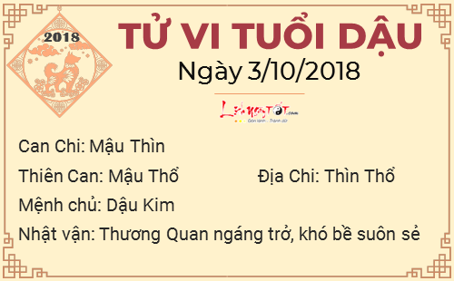 10tu vi hang ngay cua 12 con giap - tu vi ngay 03102018 tuoi dau