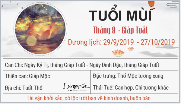 Tu vi thang 92019 tuoi Mui theo lich am