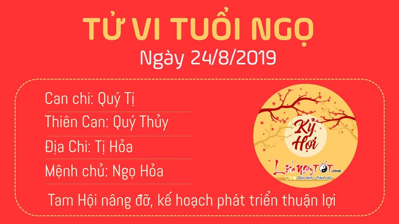 Tu vi thu 7 ngay 2482019 - Ngo