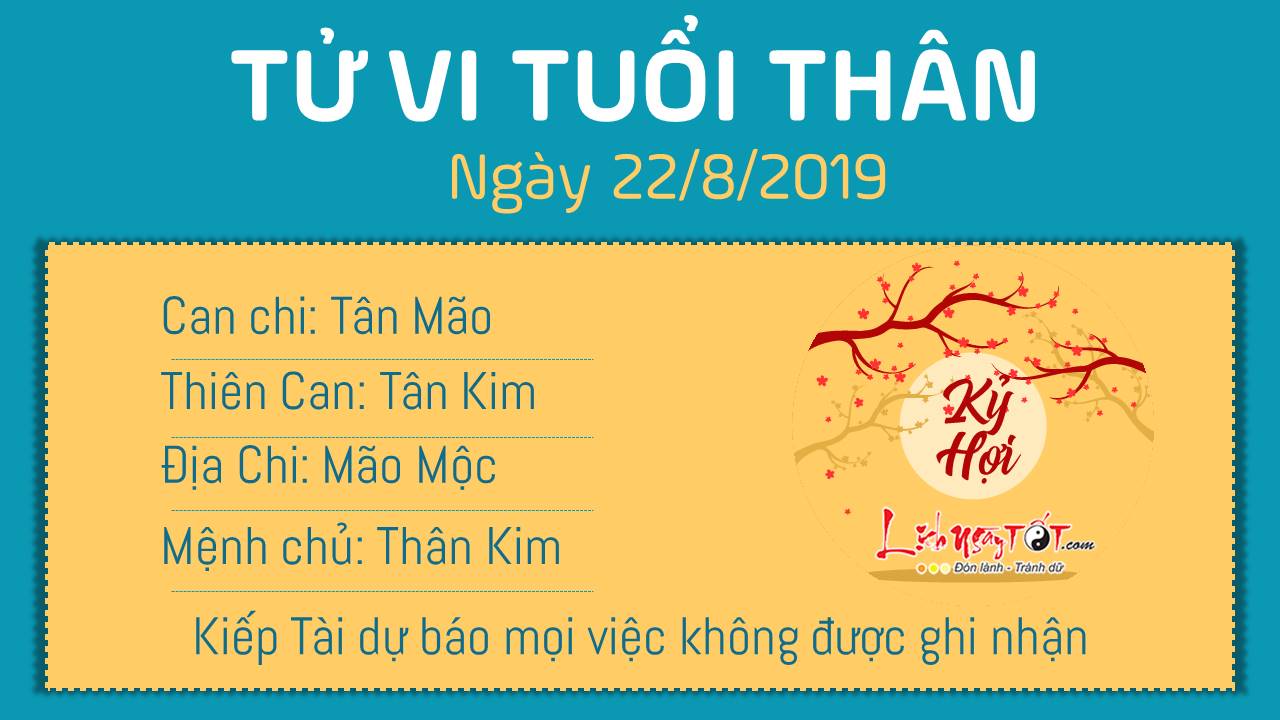 Tu vi 12 con giap - Tu vi ngay 22082019 - tuoi Than