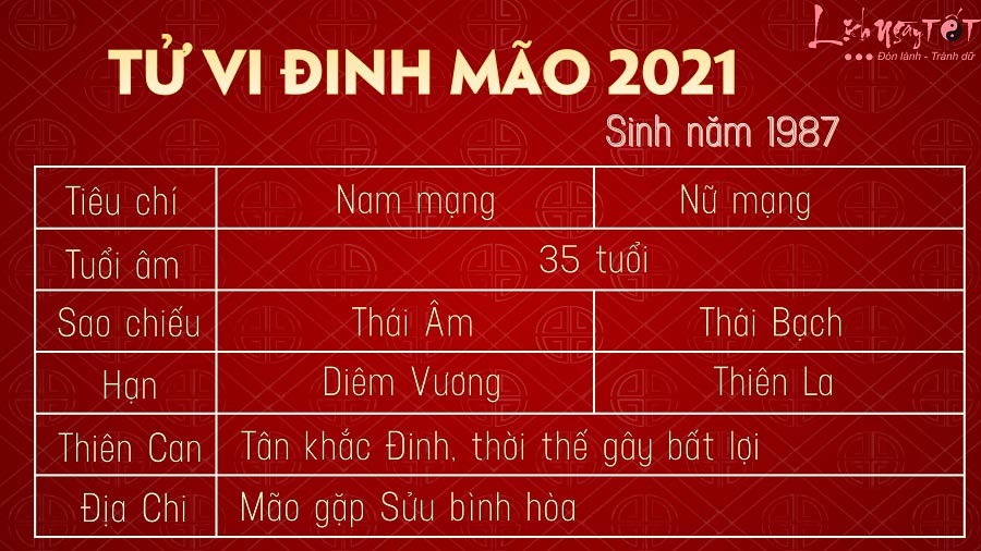 Tu vi tuoi Dinh Mao 1987 nam 2021
