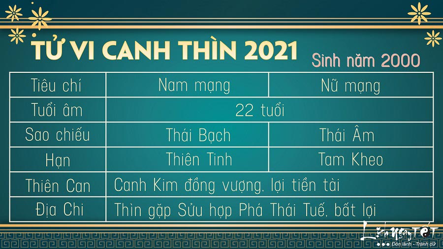 Tu vi tuoi Canh Thin 2000 nam 2021