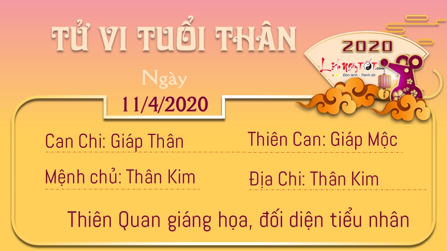 Tu vi thu 7 ngay 1142020 - Than