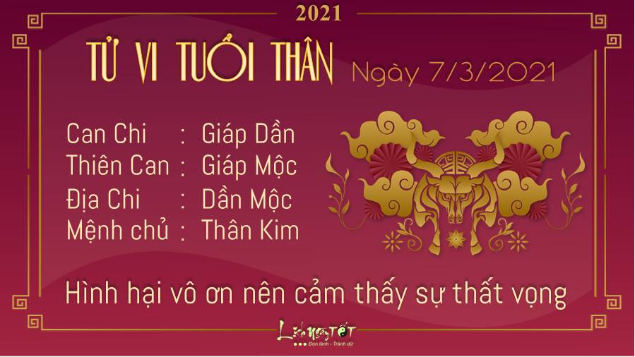 Tu vi 12 con giap ngay 07032021 - Tuoi Than