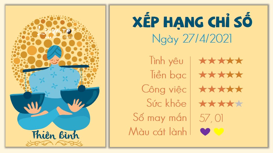 Tử vi 12 cung hoàng đạo - Tử vi ngày 27/4/2021 cung Thiên Bình