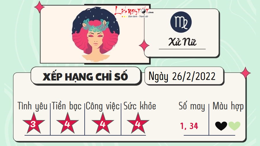 Tu vi hang ngay 26/2/2022 - Xu Nu