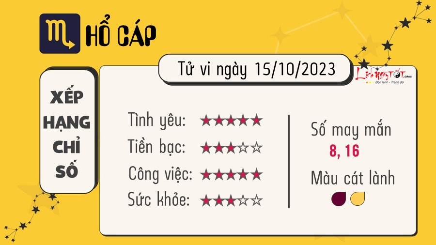 Tu vi hang ngay 15/10/2023 - Ho Cap