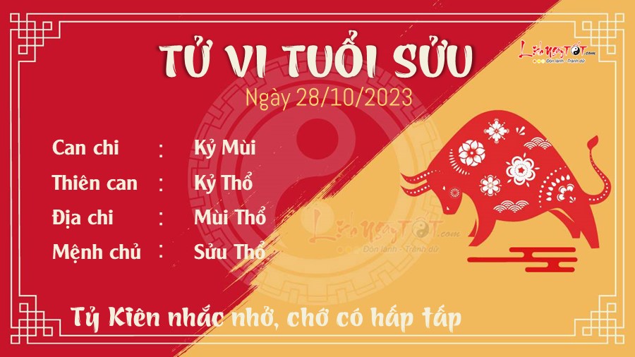 Tu vi hang ngay 28/10/2023 tuoi Suu