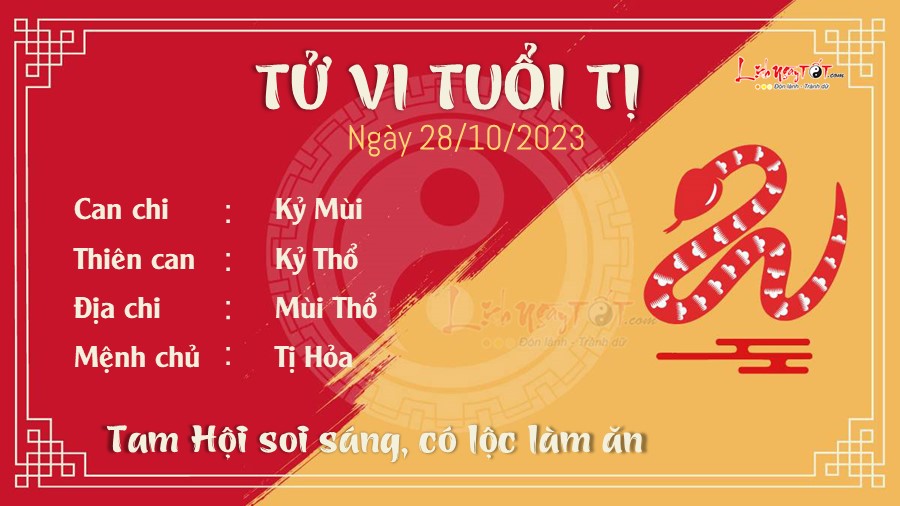 Tu vi hang ngay 28/10/2023 tuoi Ti