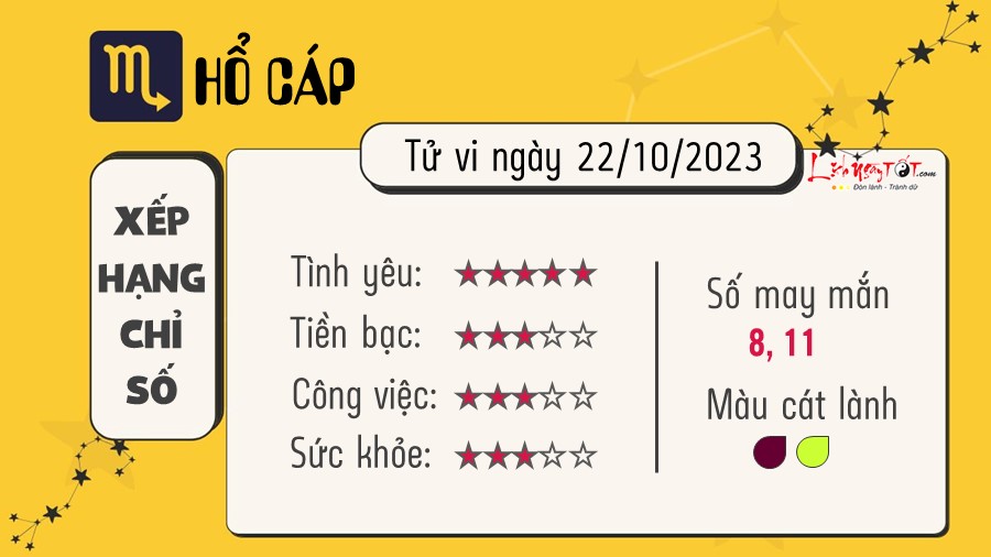 Tu vi hang ngay 22/10/2023 - Ho Cap