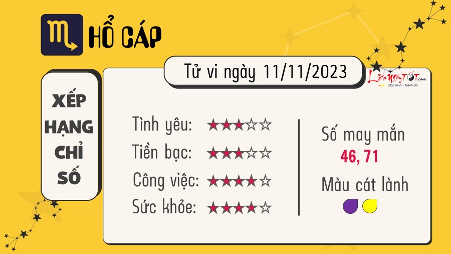 Tu vi hang ngay 11/11/2023 - Ho Cap