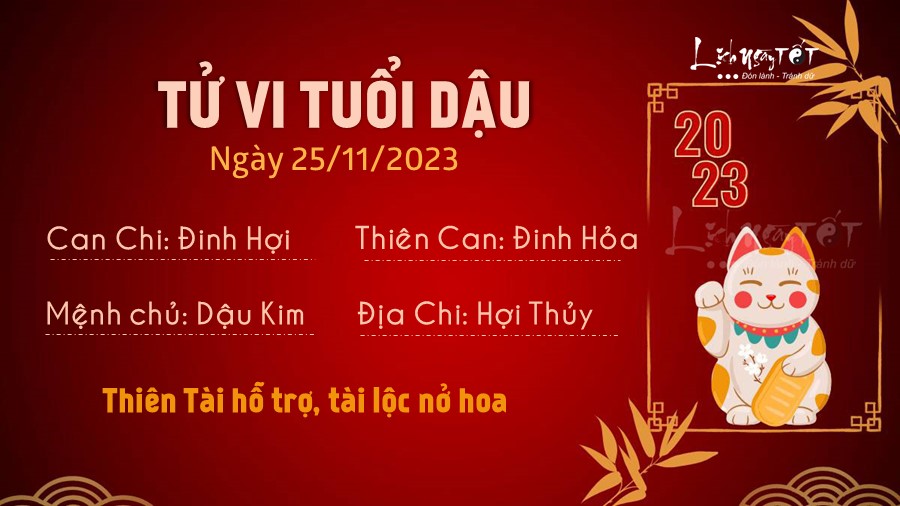 Tu vi hang ngay 25/11/2023 tuoi Dau