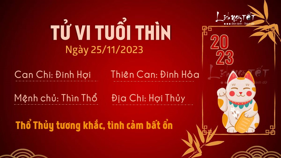 Tu vi hang ngay 25/11/2023 tuoi Thin