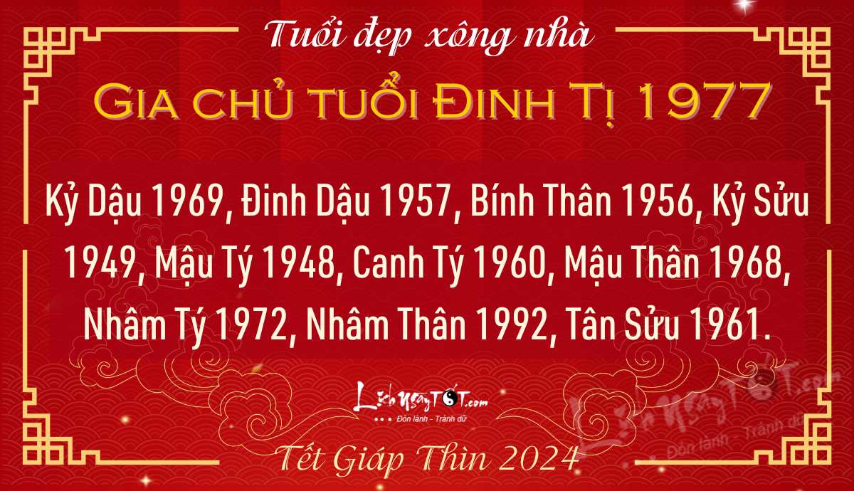 Xem tuoi xong nha nam 2024 cho Dinh Ti 1977