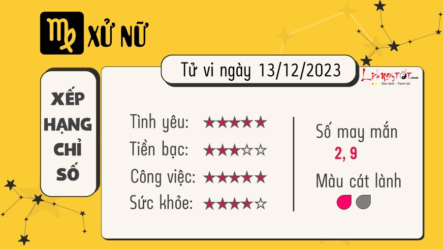 Tu vi hang ngay 13/12/2023 cua Xu Nu