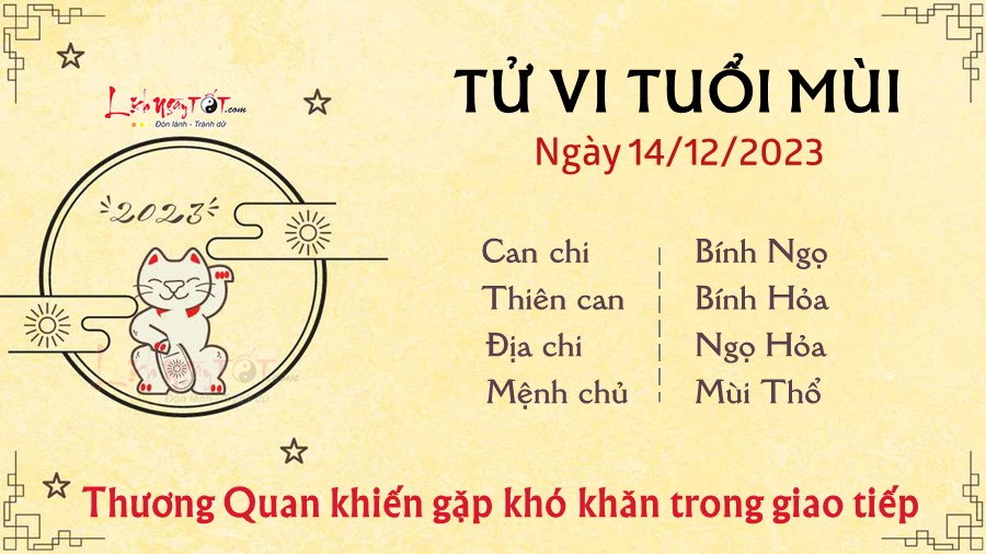 Tu vi hang ngay 14/12/2023 cua 12 con giap - tuoi Mui