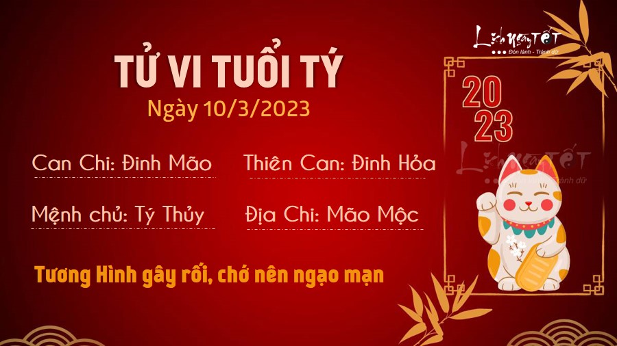 Tu vi hang ngay 10/3/2023 - Ty