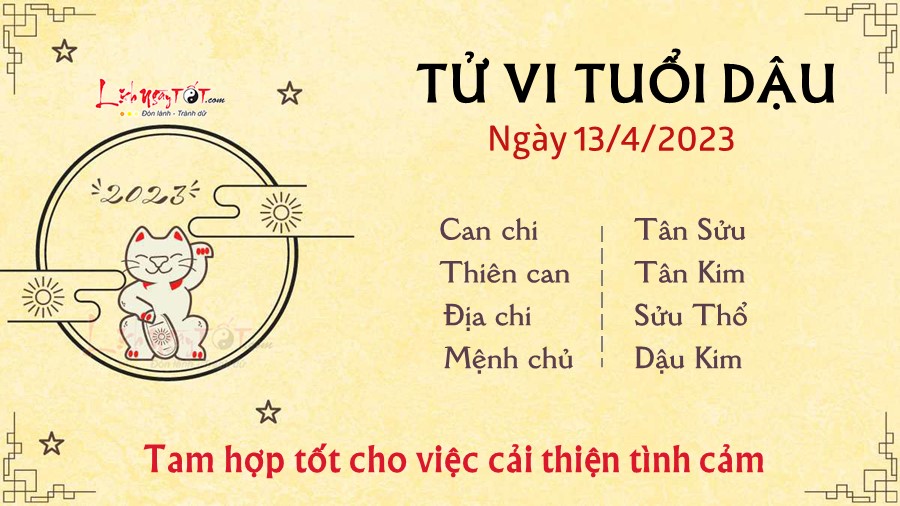 Tu vi hang ngay 13/4/2023 cua 12 con giap - tuoi Dau