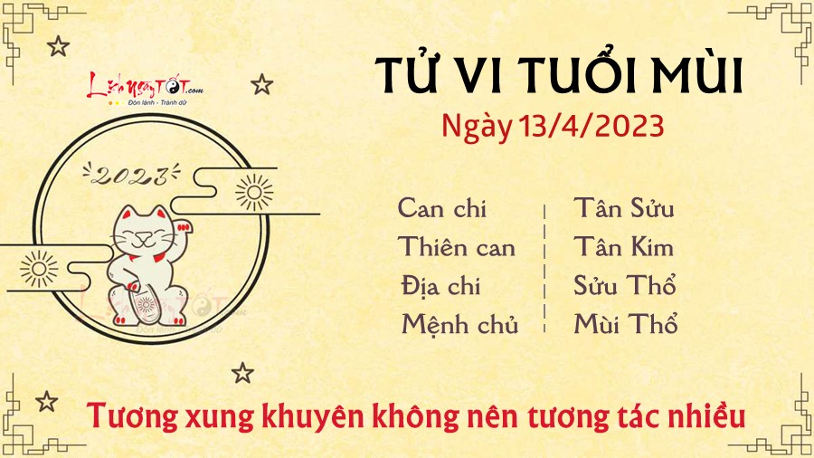 Tu vi hang ngay 13/4/2023 cua 12 con giap - tuoi Mui