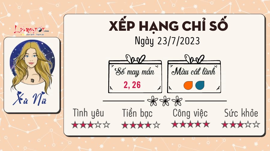 Tu vi hang ngay 23/7/2023 - Xu Nu