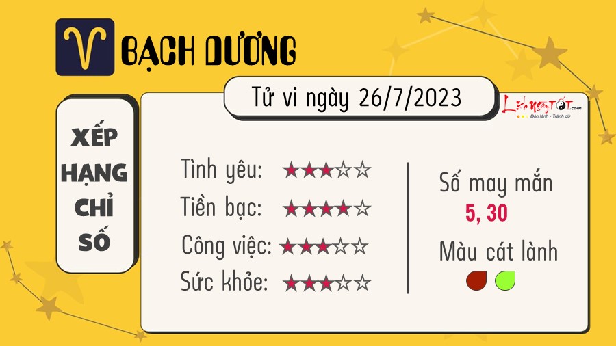 Tu vi hang ngay 26/7/2023 - Bach Duong