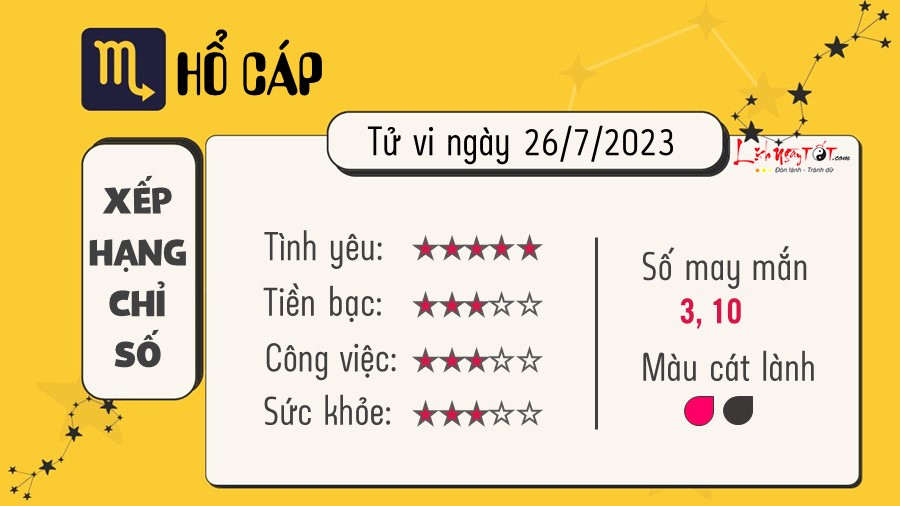 Tu vi hang ngay 26/7/2023 - Ho Cap