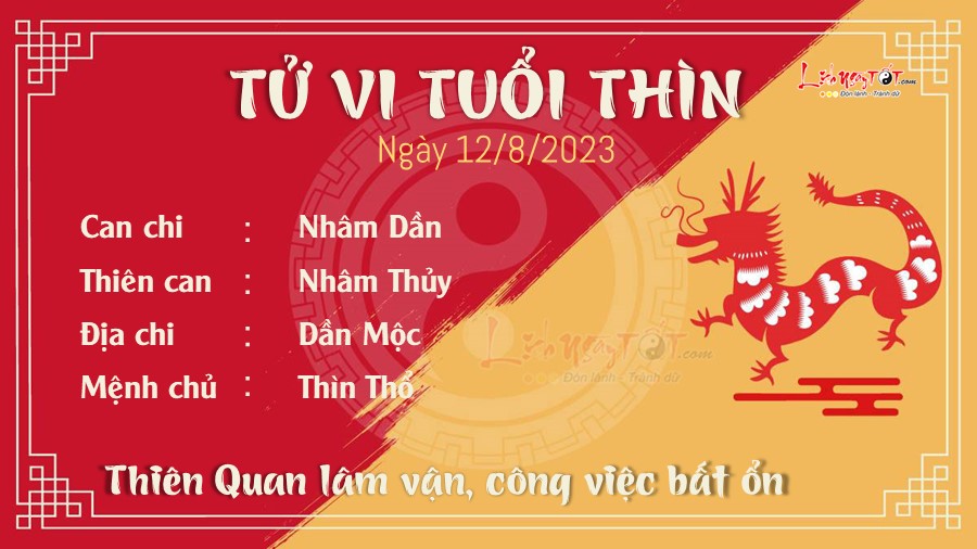 Tu vi hang ngay 12/8/2023 tuoi Thin