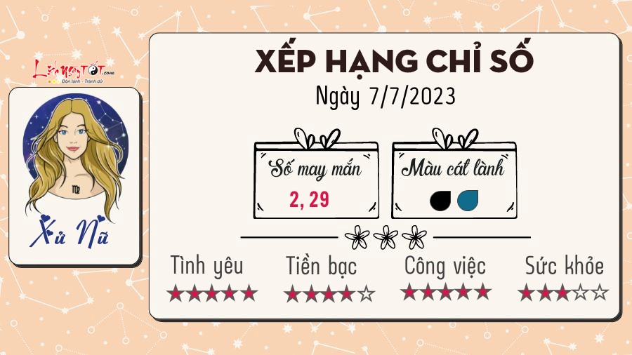 Tu vi hang ngay 7/7/2023 - Xu Nu