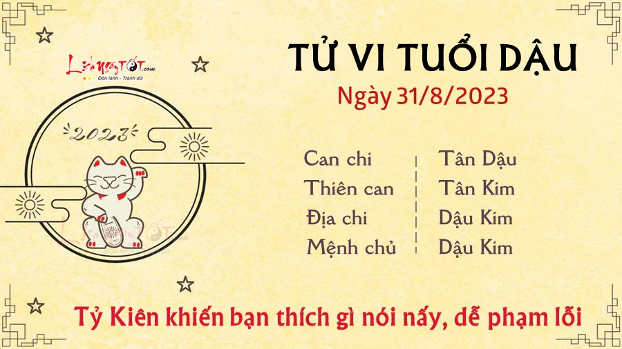 Tu vi ngay 31/8/2023 cua 12 con giap - tuoi Dau