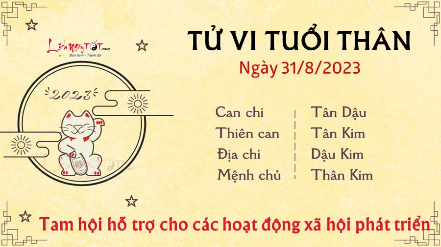 Tu vi ngay 31/8/2023 cua 12 con giap - tuoi Than