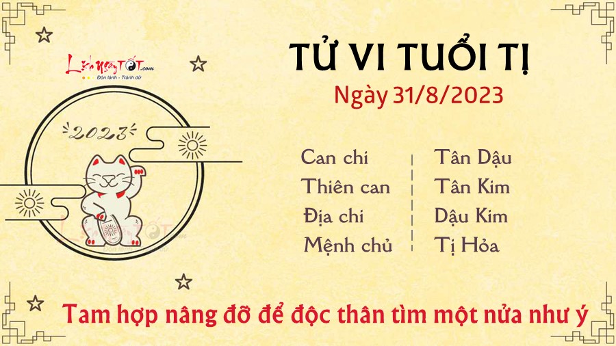 Tu vi ngay 31/8/2023 cua 12 con giap - tuoi Ti