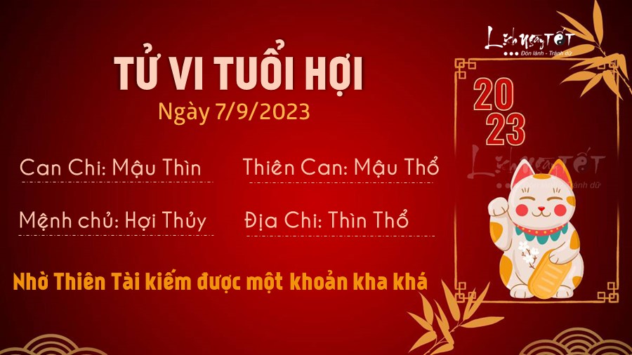 Tu vi hang ngay 7/9/2023 cua 12 con giap - tuoi Hoi