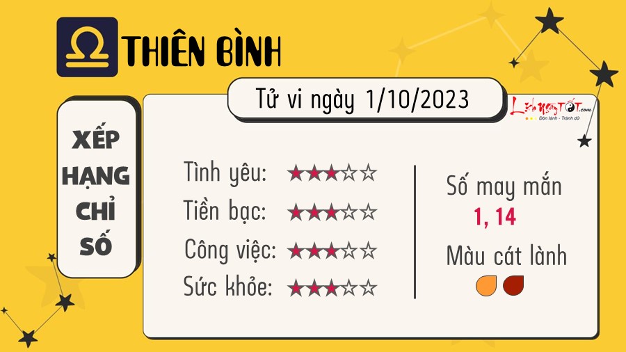 Tu vi hang ngay 1/10/2023 - Thien Binh