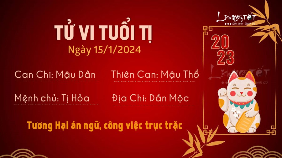 Tu vi hang ngay 15/1/2024 cua 12 con giap - Ti