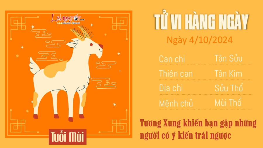 Tu vi hang ngay 4/10/2024 cua 12 con giap - Tuoi Mui