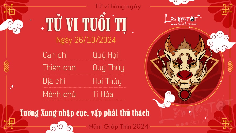 Tu vi hang ngay 26/10/2024 - Ti