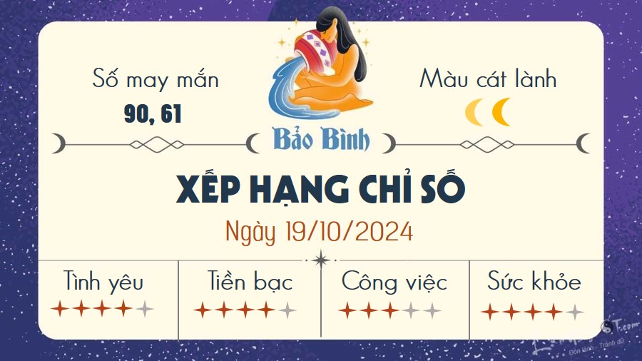 Tu vi hang ngay 19/10/2024 - Bao Binh