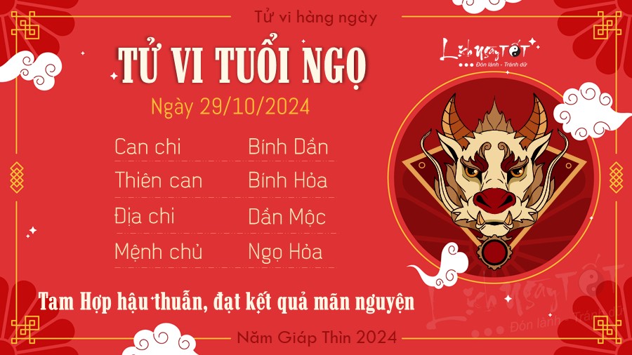 Tu vi hang ngay 29/10/2024 - Ngo