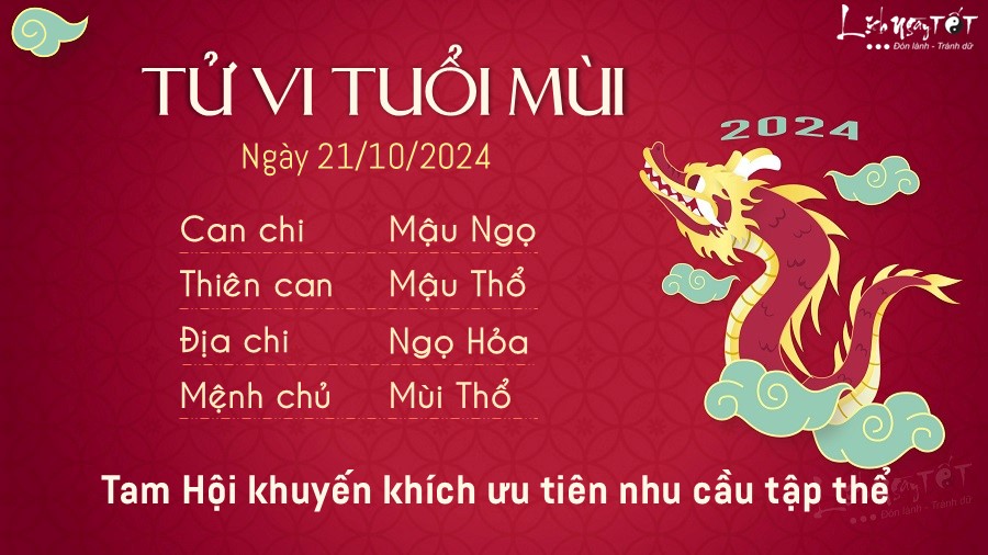 Tu vi hang ngay 21/10/2024 cua 12 con giap - Mui