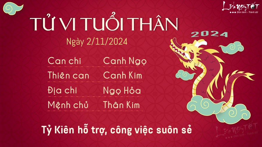 Tu vi hang ngay 2/11/2024 - Than