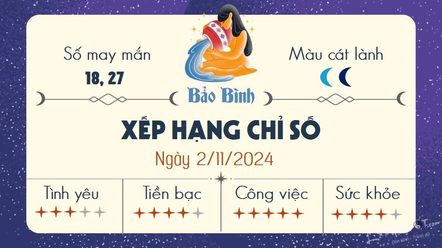 Tu vi hang ngay 2/11/2024 - Bao Binh