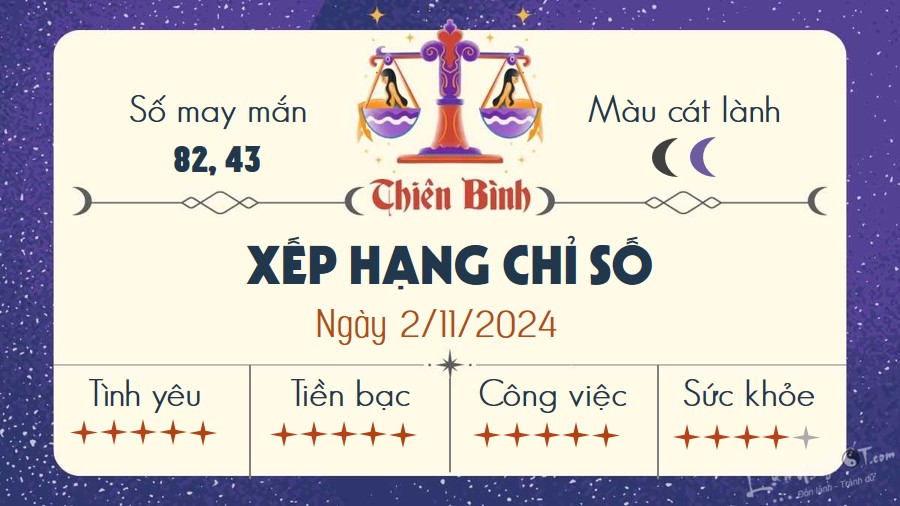 Tu vi hang ngay 2/11/2024 - Thien Binh