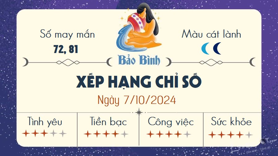 Tu vi hang ngay 7/10/2024 - Bao Binh