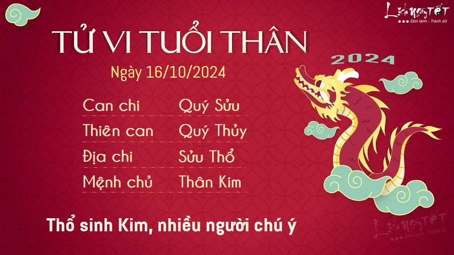 Tu vi hang ngay 16/10/2024 - Than