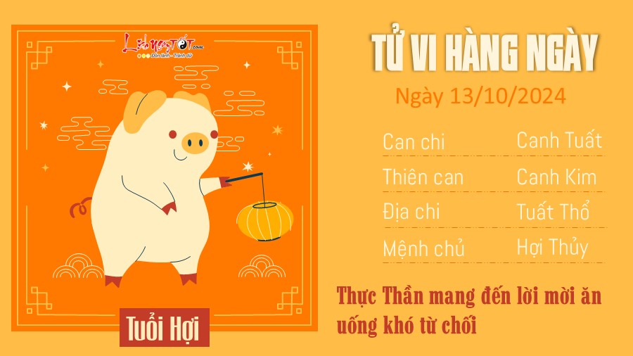 Tu vi hang ngay 13/10/2024 cua 12 con giap - tuoi Hoi