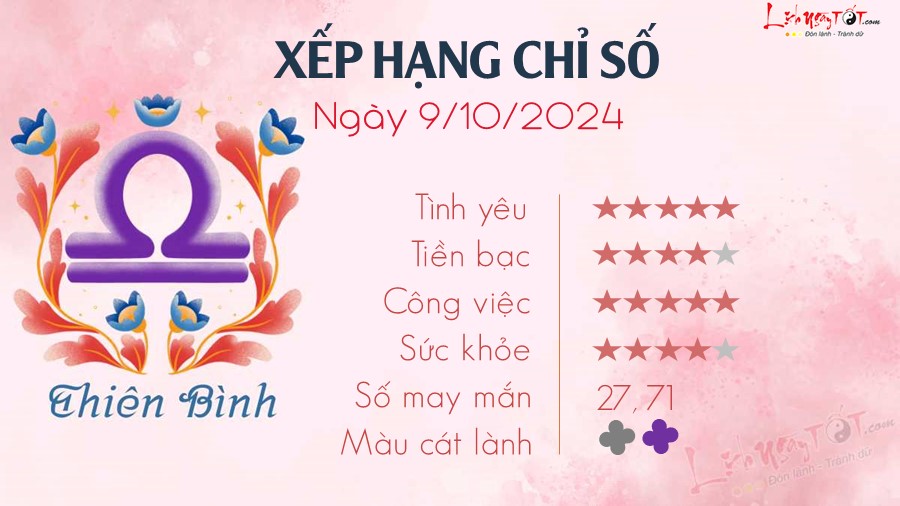 Tu vi ngay 9 10 2024 cua 12 cung hoang dao - Thien Binh