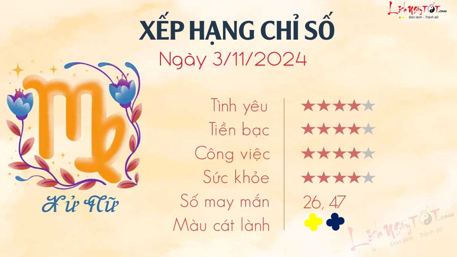 6 Tu vi hang ngay 3-11-2024 - Xu Nu