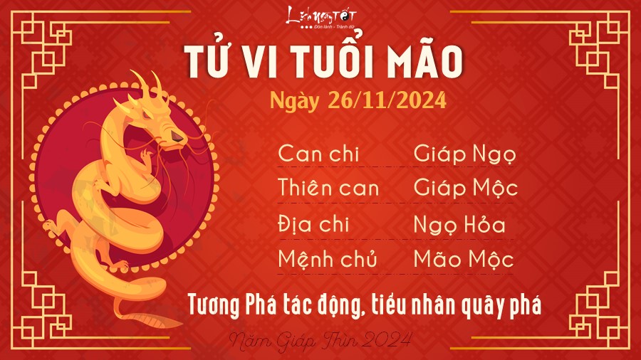 Tu vi hang ngay 26/11/2024 - mao