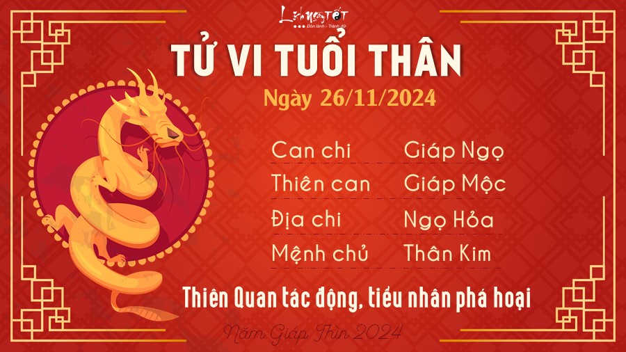 Tu vi hang ngay 26/11/2024 - Than